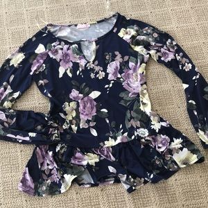 Navy Floral Top